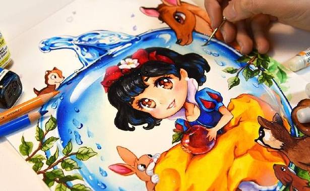 十二星座专属迪士尼公主水彩插画